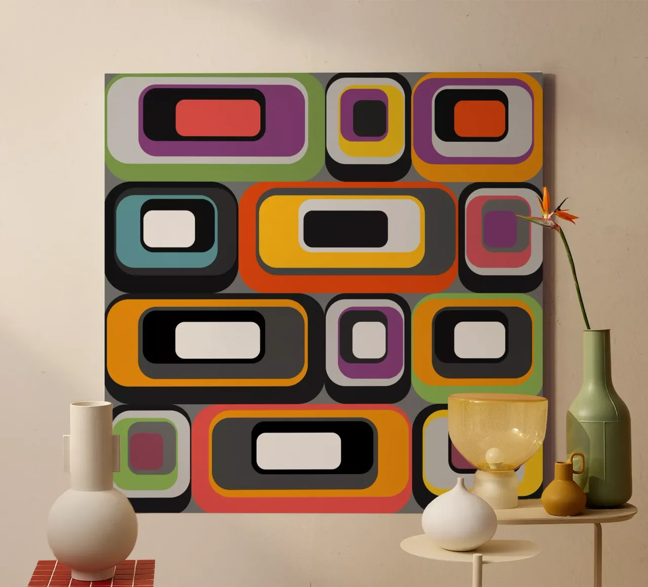 Abstract mid-century geometric pattern Leinwand von good-vibes