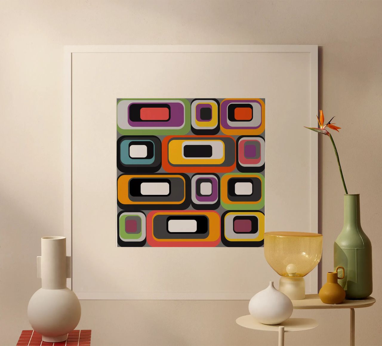 Abstract mid-century geometric pattern carta hahnemühle da good-vibes