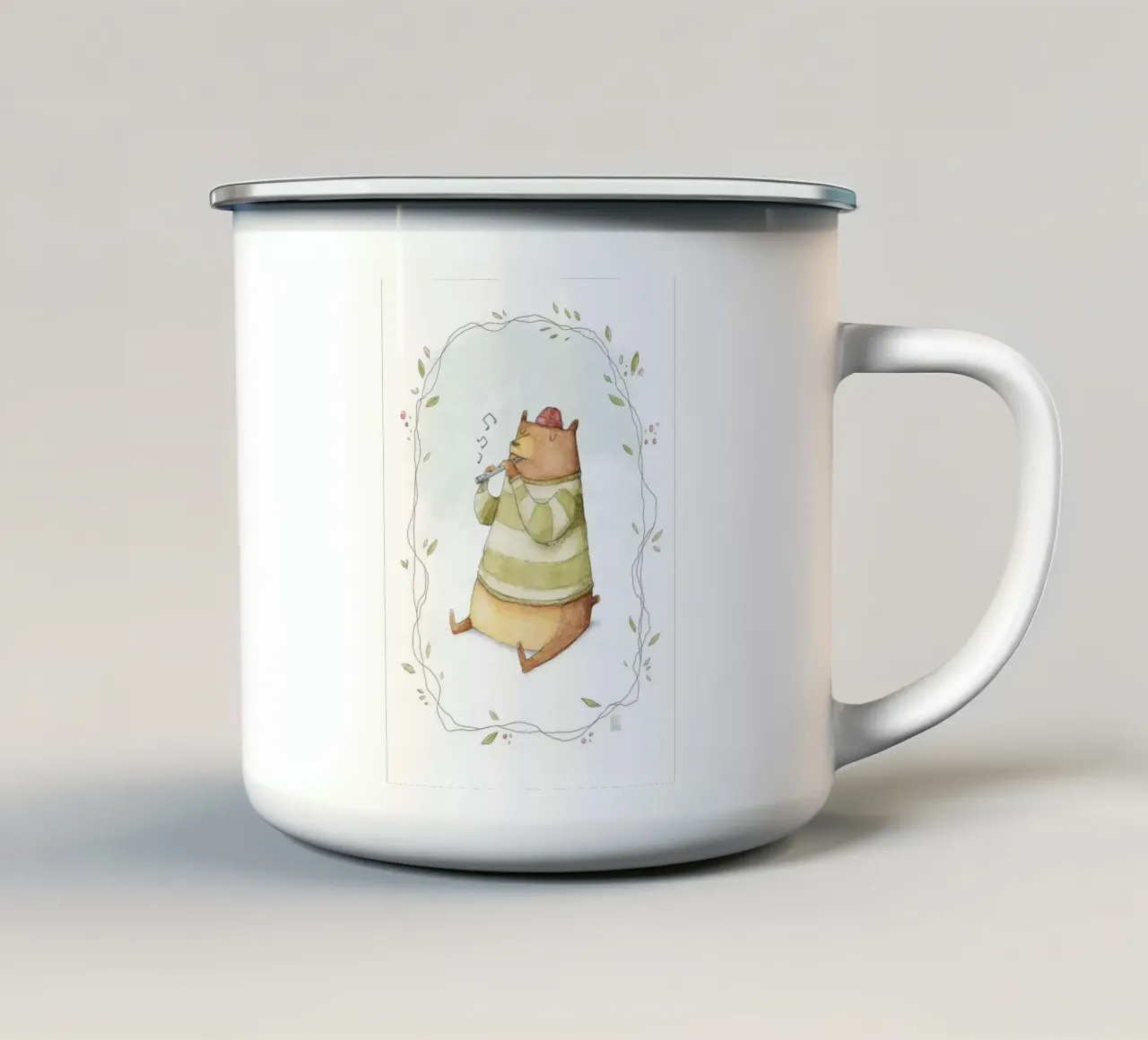 Orso felice tazza in smalto da kakaka