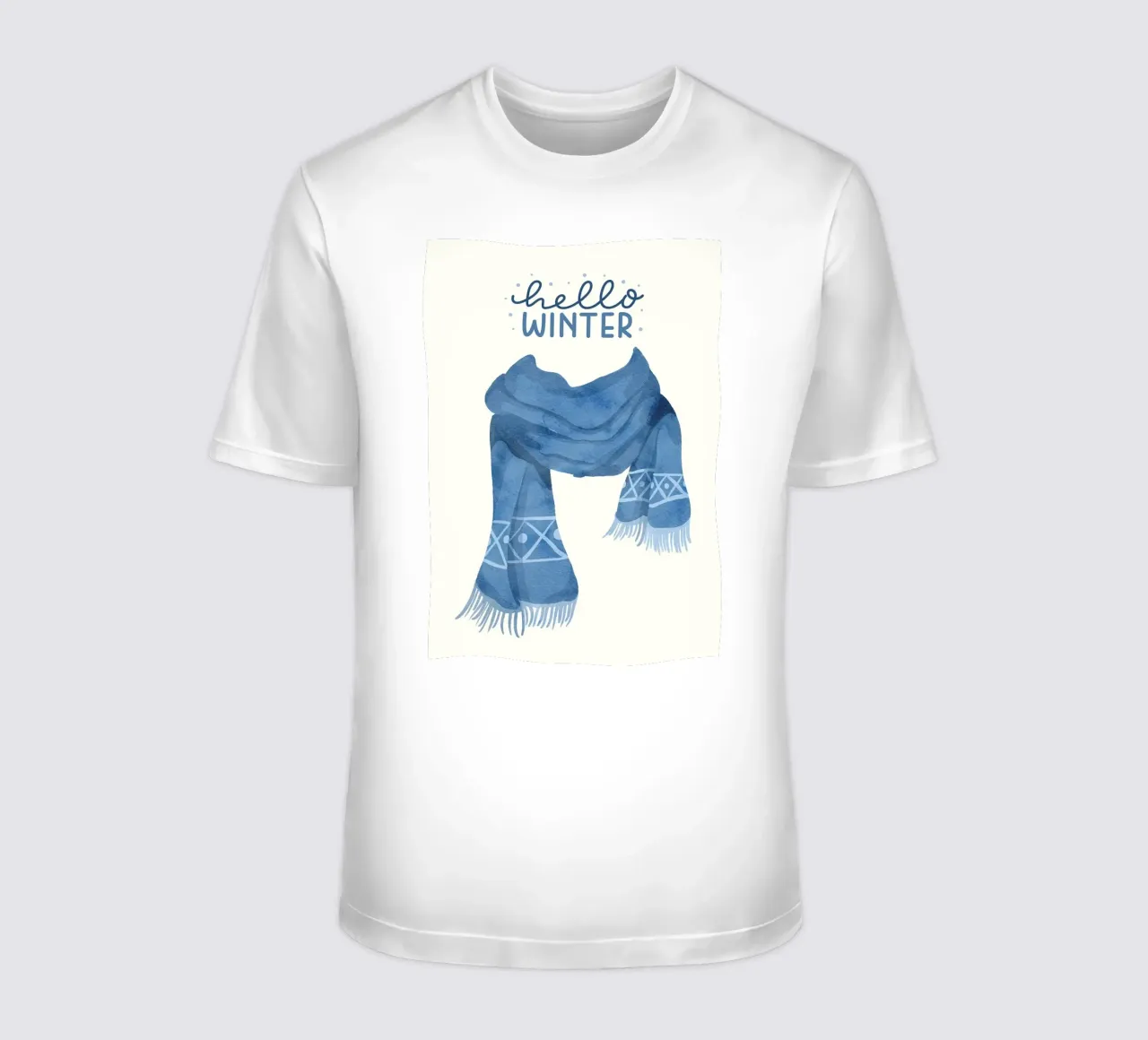 Sciarpa blu Hello Winter t-shirt da kakaka