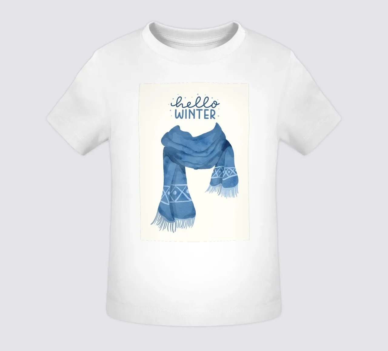 Sciarpa blu Hello Winter maglietta neonato da kakaka