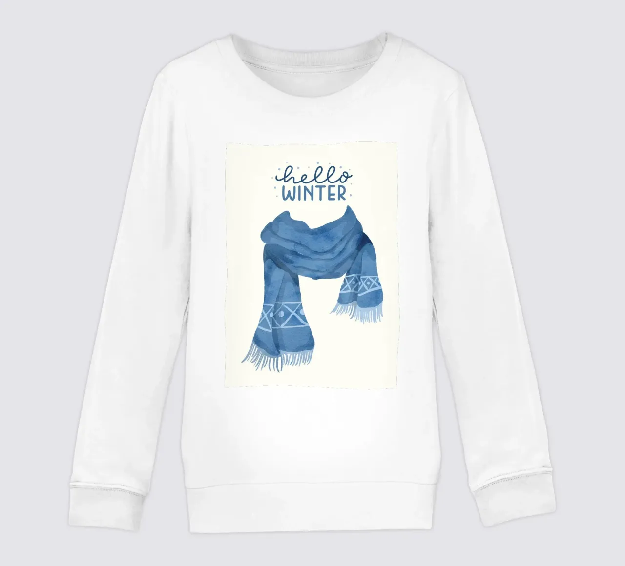 Sciarpa blu Hello Winter felpa bambino da kakaka
