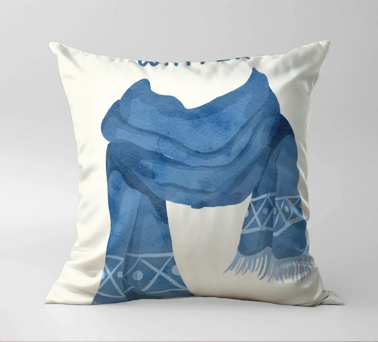 Sciarpa blu Hello Winter cuscino da kakaka
