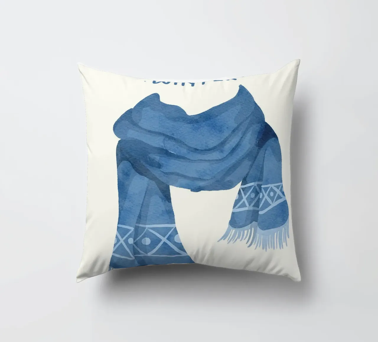 Sciarpa blu Hello Winter cuscino da kakaka