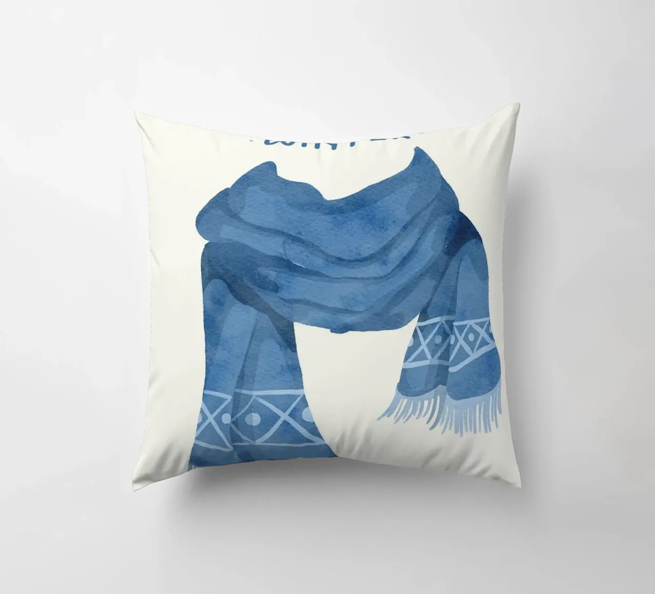 Sciarpa blu Hello Winter cuscino da kakaka