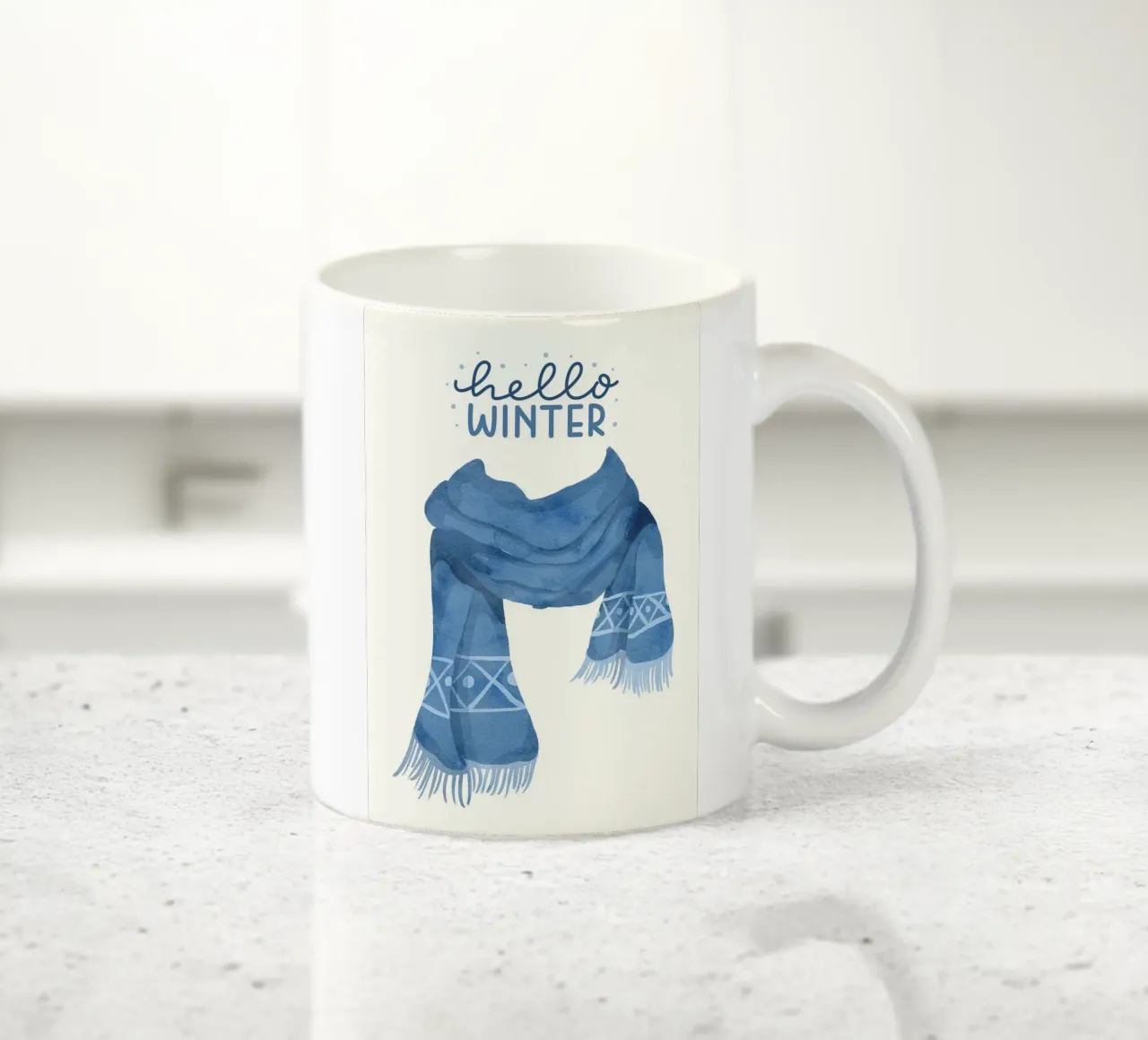 Sciarpa blu Hello Winter tazza in ceramica da kakaka