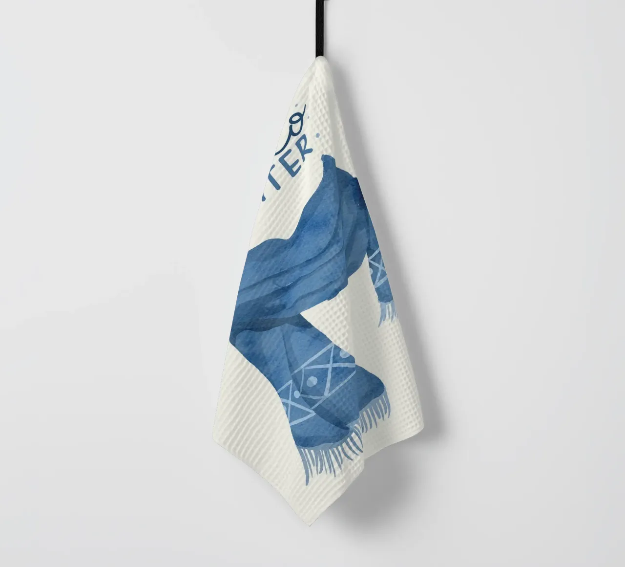 Sciarpa blu Hello Winter canovaccio da cucina da kakaka