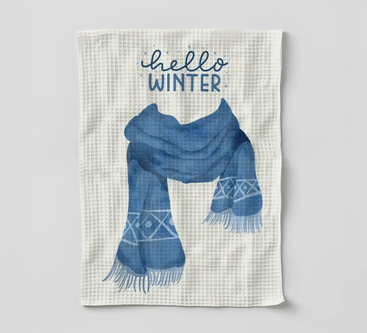 Sciarpa blu Hello Winter canovaccio da cucina da kakaka