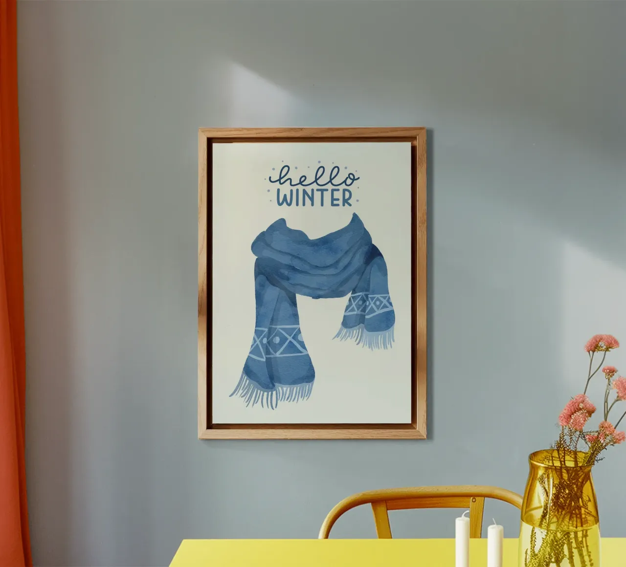 Sciarpa blu Hello Winter pannello forex da kakaka