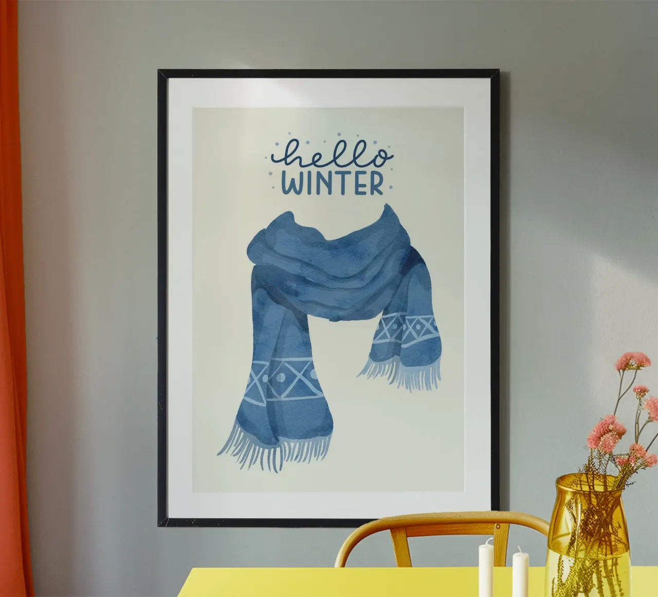 Sciarpa blu Hello Winter poster da kakaka