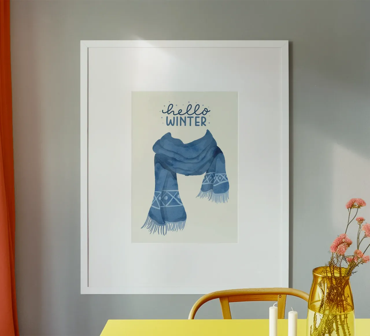Sciarpa blu Hello Winter poster da kakaka