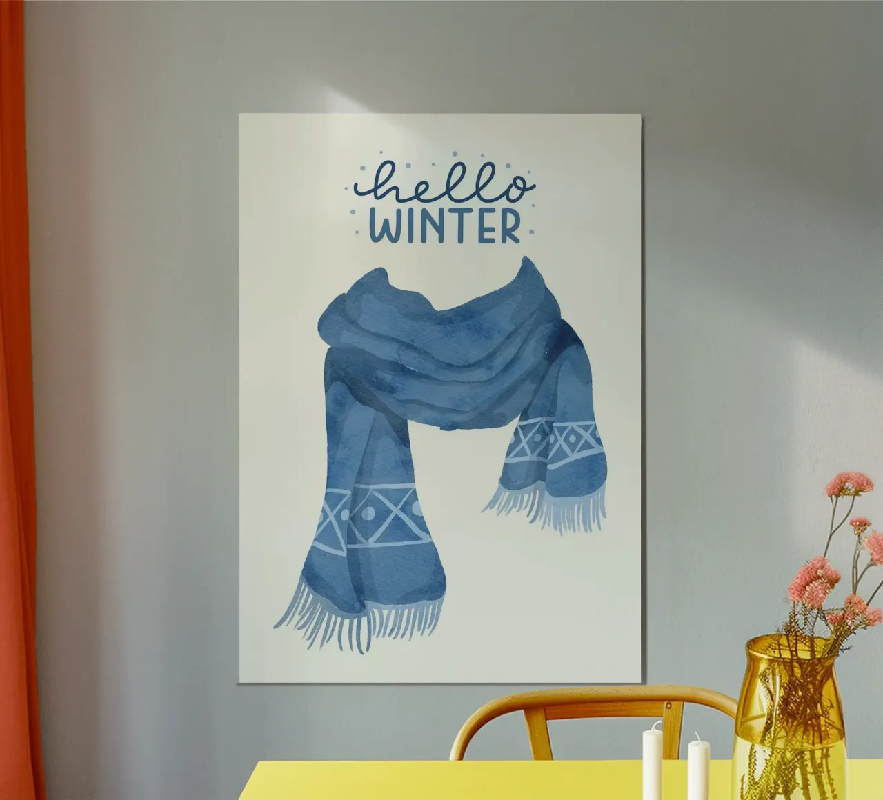 Sciarpa blu Hello Winter poster da kakaka
