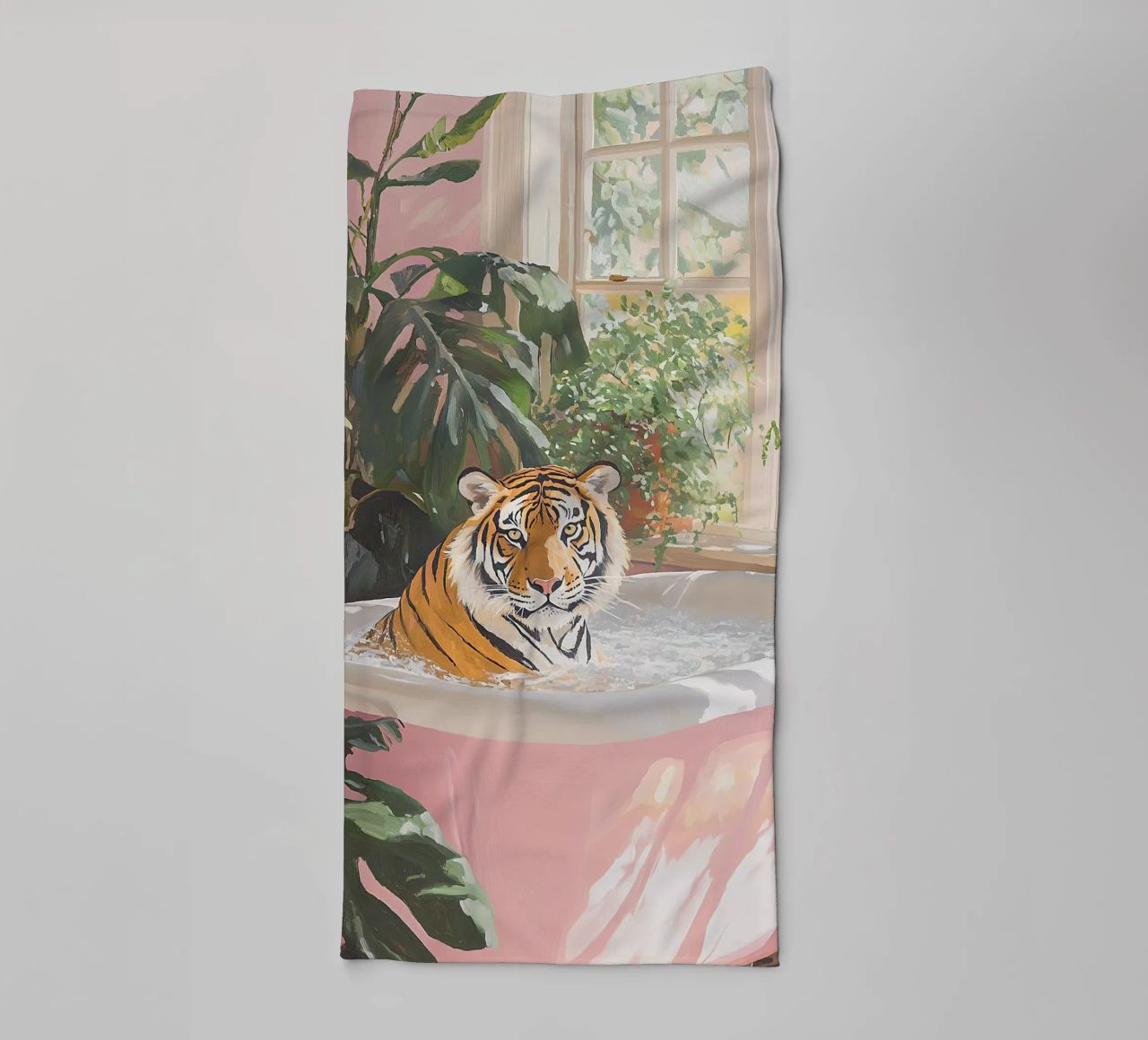 Tiger Botanique Rosa Salle de bain Rose Vintage Badewanne Pastell serviette de bain de Euphoria Theresa