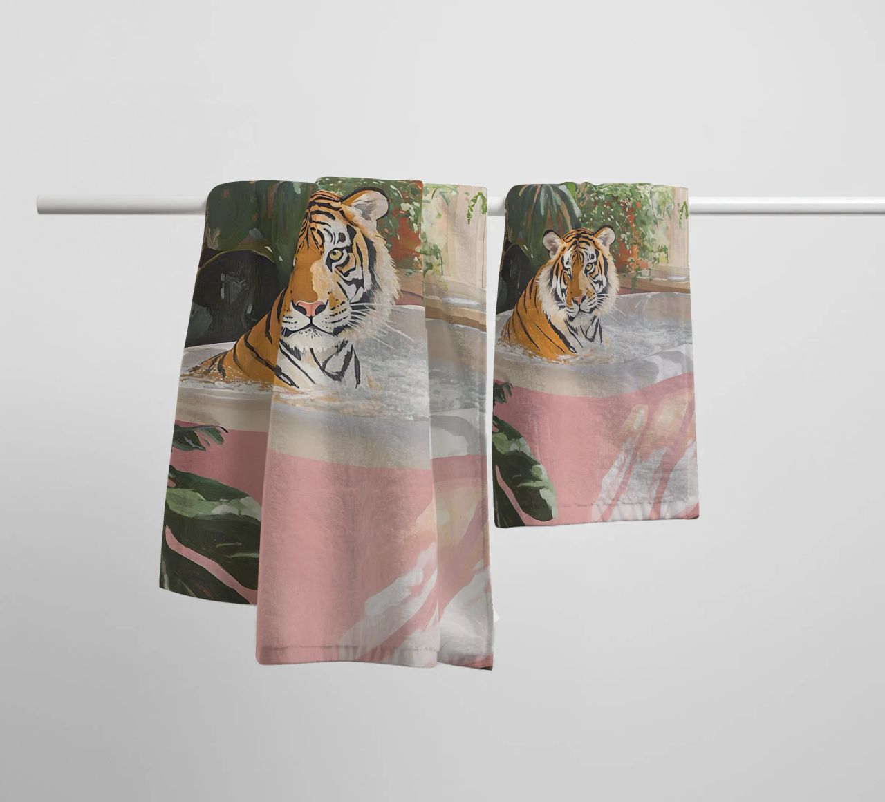 Tiger Botanique Rosa Salle de bain Rose Vintage Badewanne Pastell serviette de bain de Euphoria Theresa