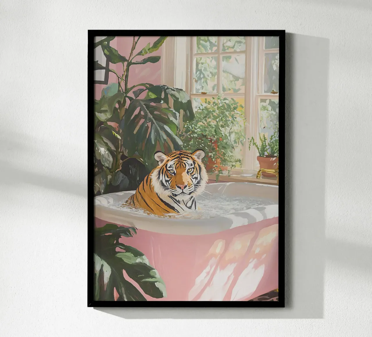 Tigre Botanica Rosa Bagno Rosa Vintage Badewanne Pastell poster da Euphoria Theresa