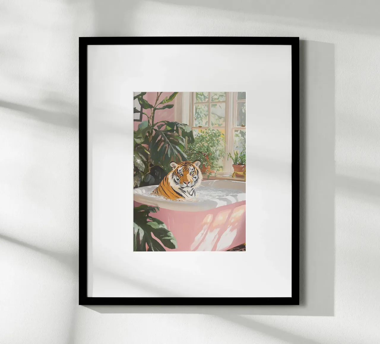 Tigre Botanica Rosa Bagno Rosa Vintage Badewanne Pastell poster da Euphoria Theresa