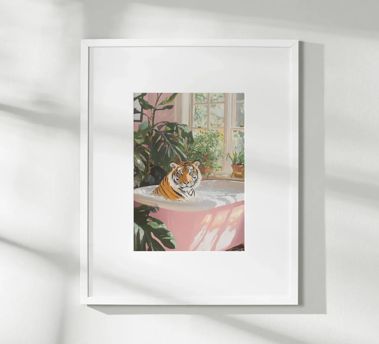 Tigre Botanica Rosa Bagno Rosa Vintage Badewanne Pastell poster da Euphoria Theresa
