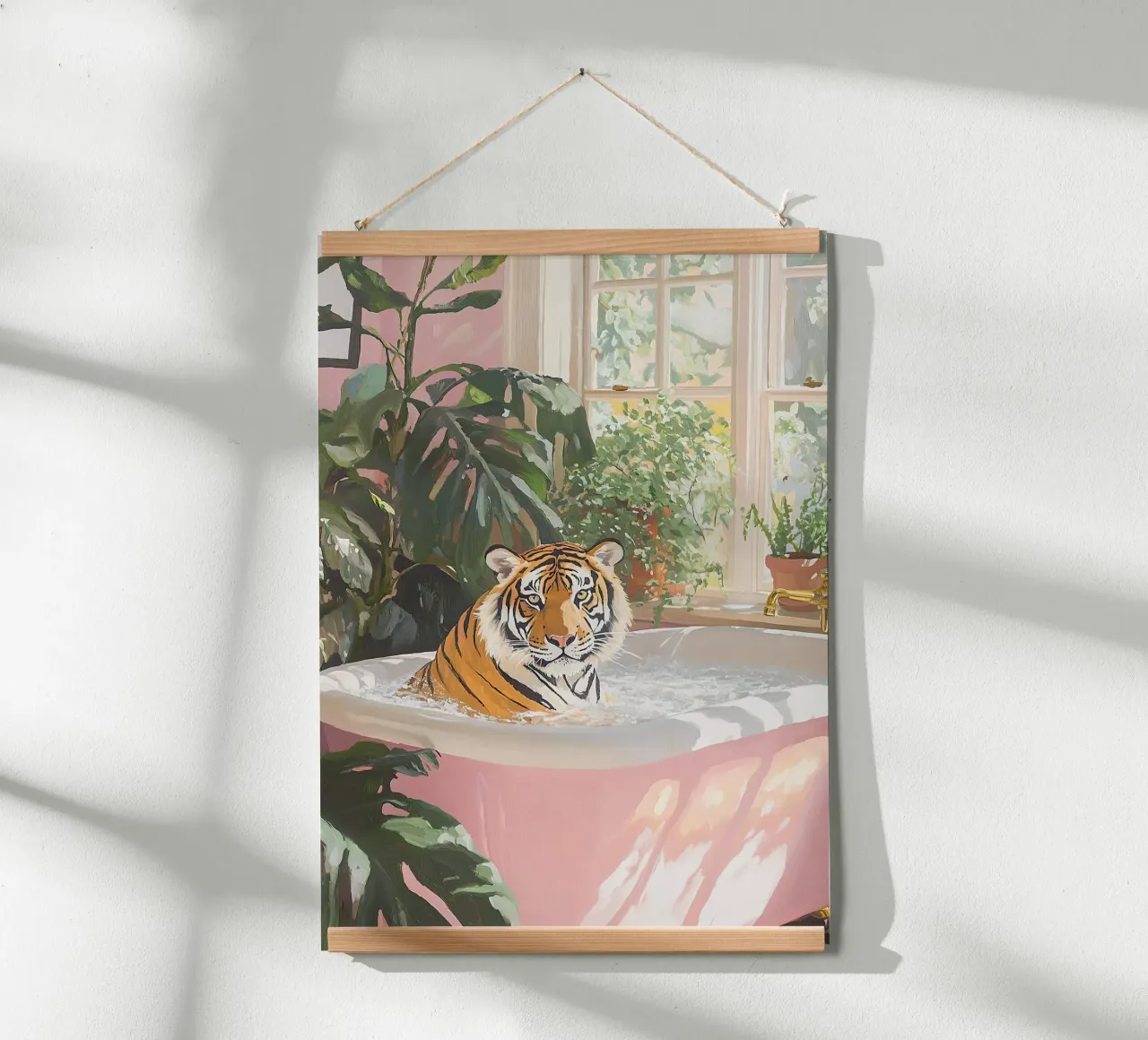 Tigre Botanica Rosa Bagno Rosa Vintage Badewanne Pastell poster da Euphoria Theresa