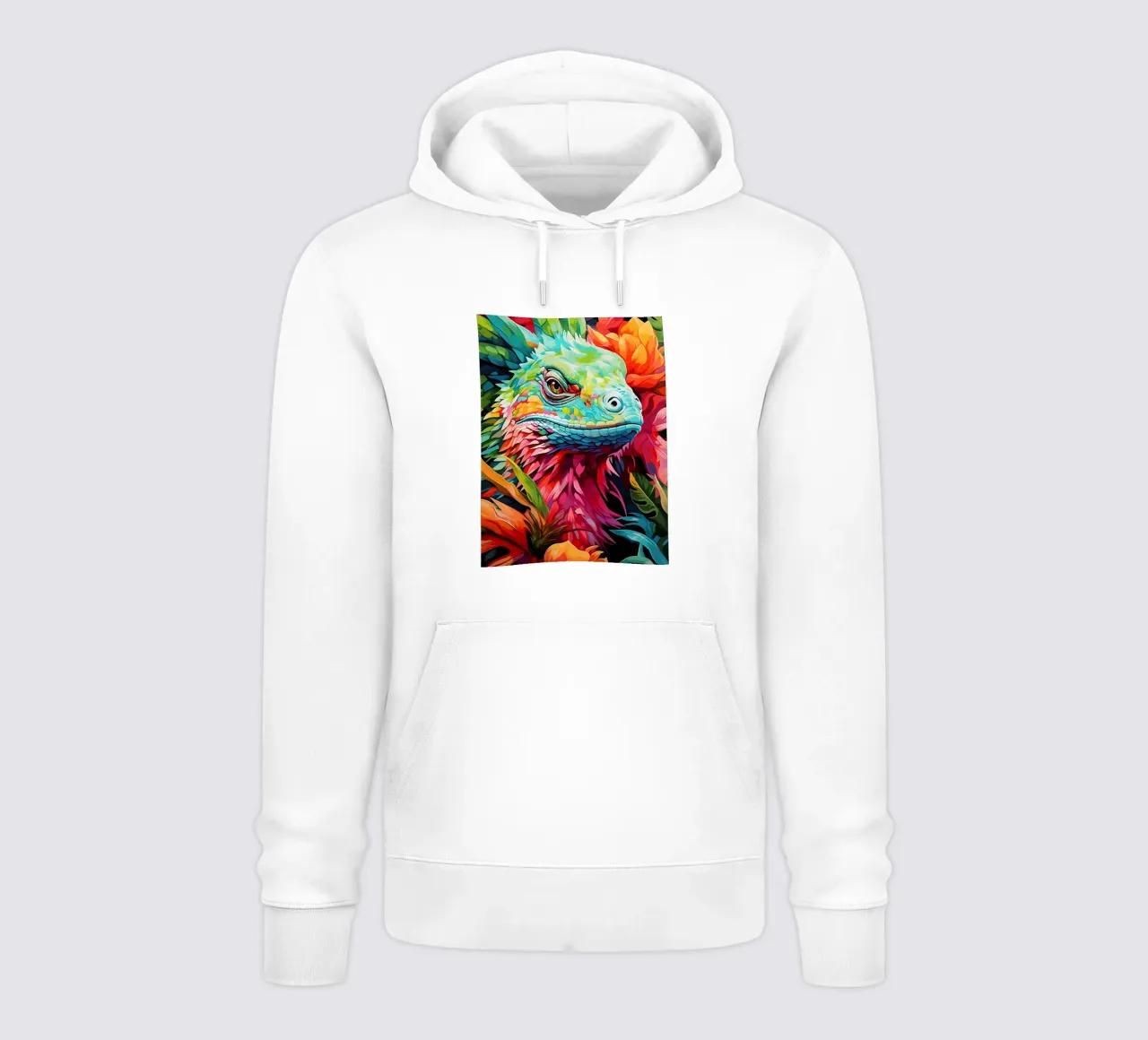 Lucertola colorata tra i fiori felpa con cappuccio da PosterByFly