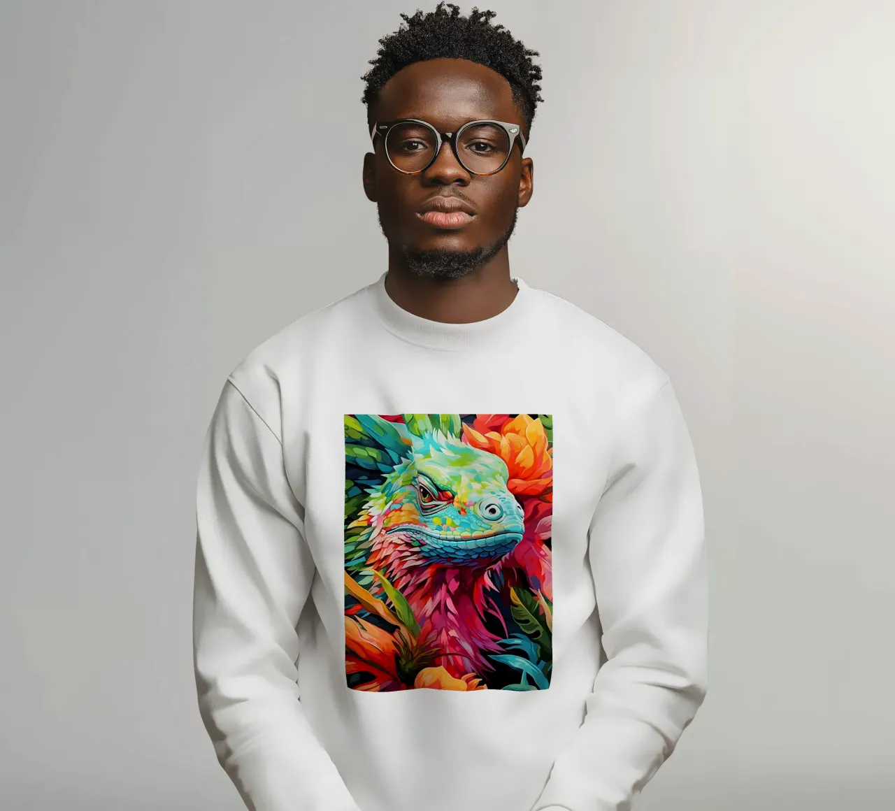 Lucertola colorata tra i fiori felpa da PosterByFly