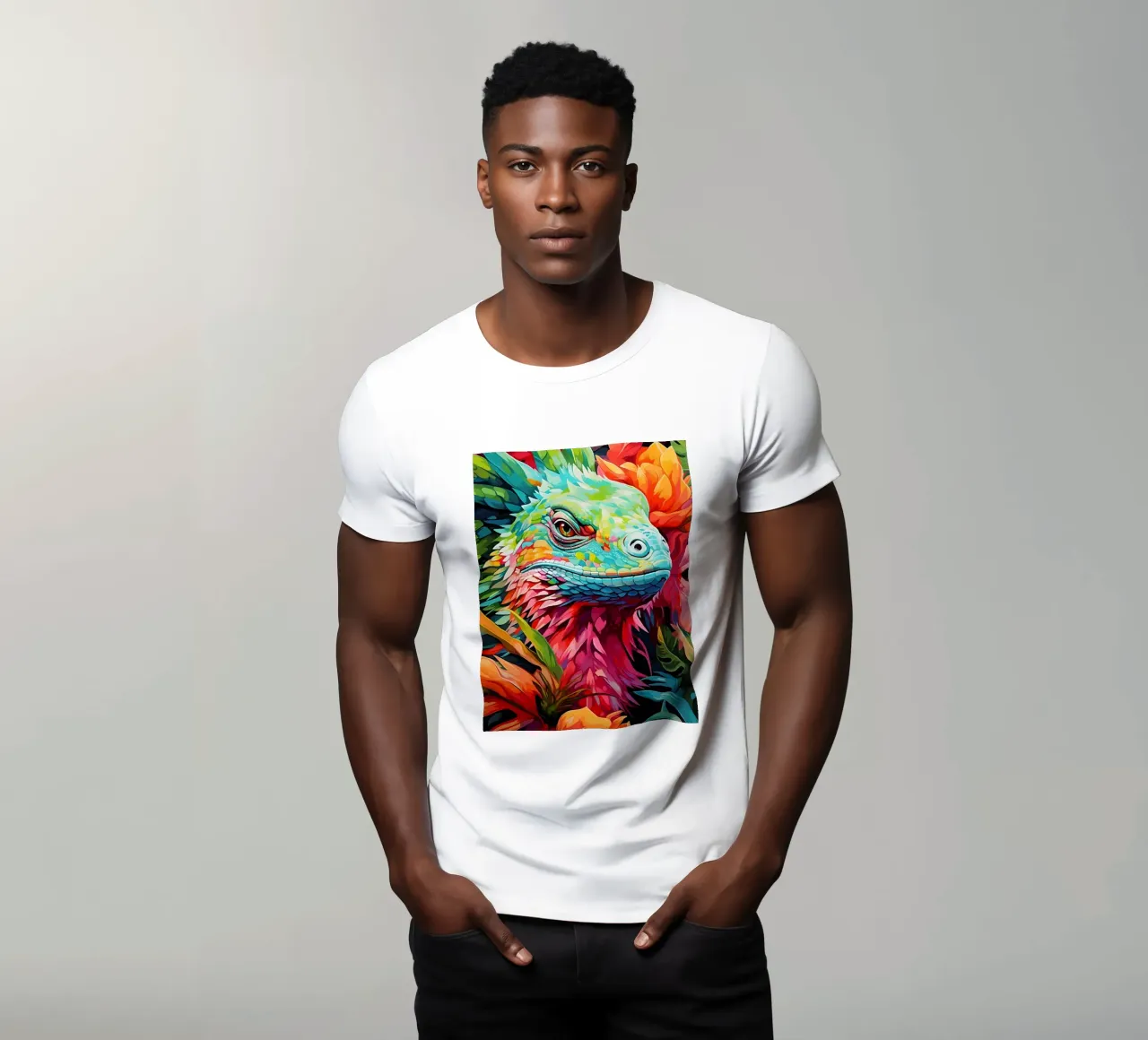 Lucertola colorata tra i fiori t-shirt da PosterByFly
