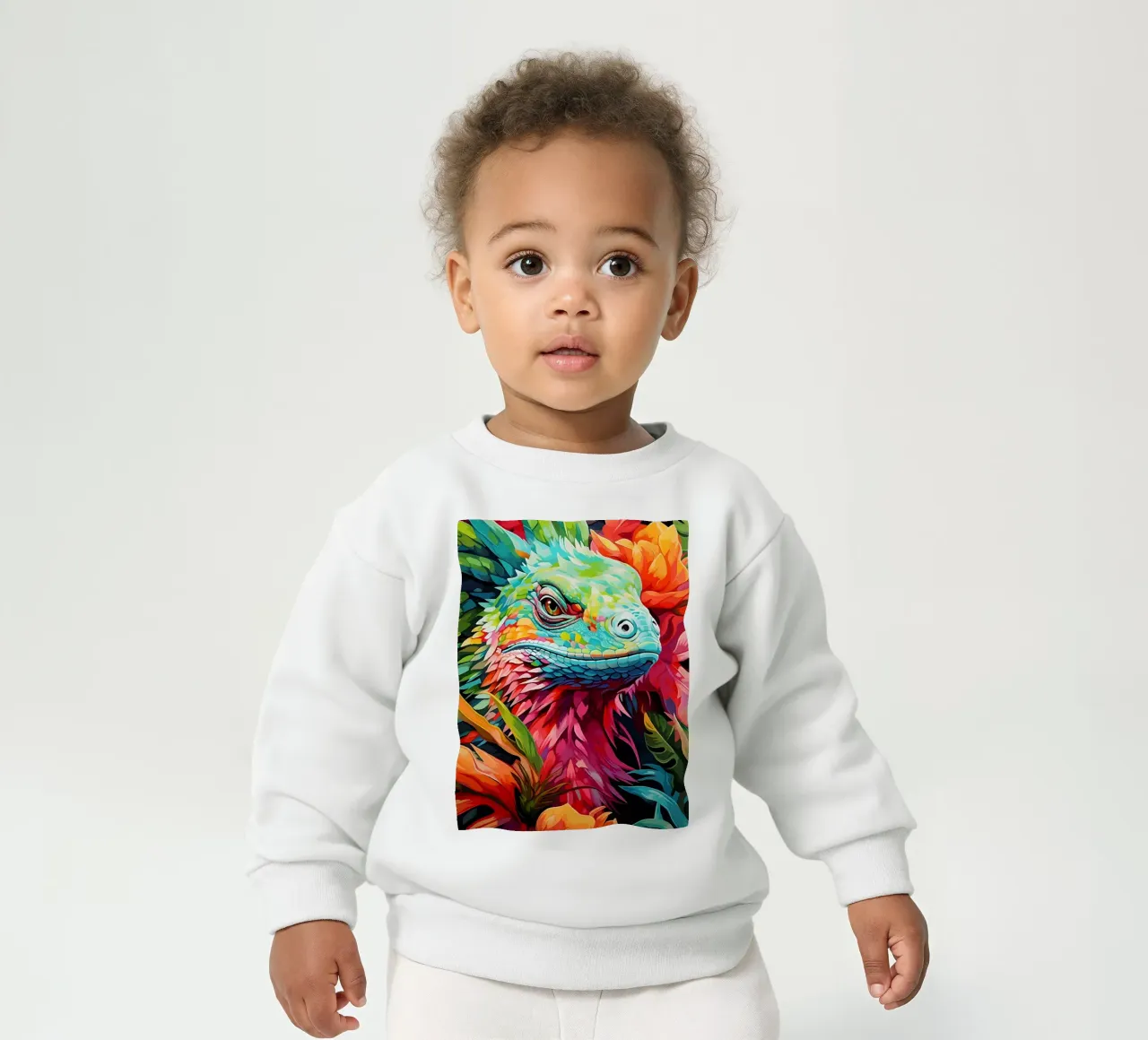 Lucertola colorata tra i fiori felpa neonato da PosterByFly