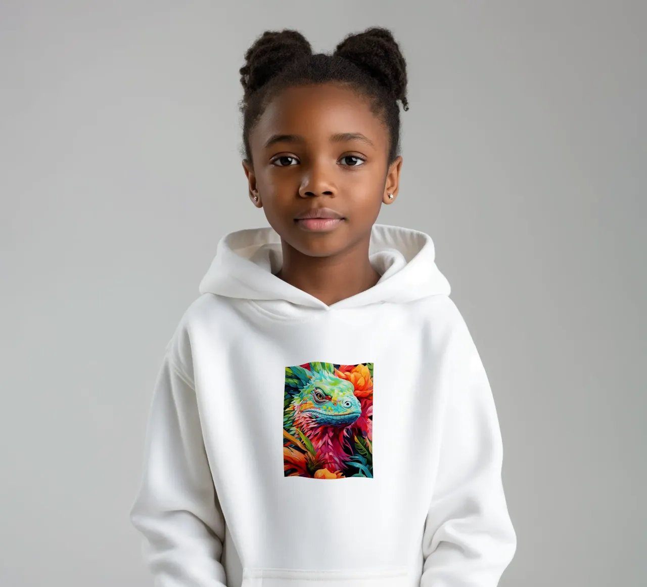 Lucertola colorata tra i fiori felpa bambino con cappuccio da PosterByFly
