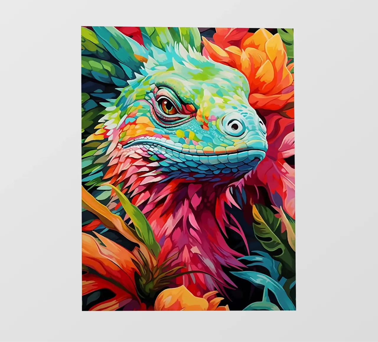 Lucertola colorata tra i fiori telo in pvc da PosterByFly