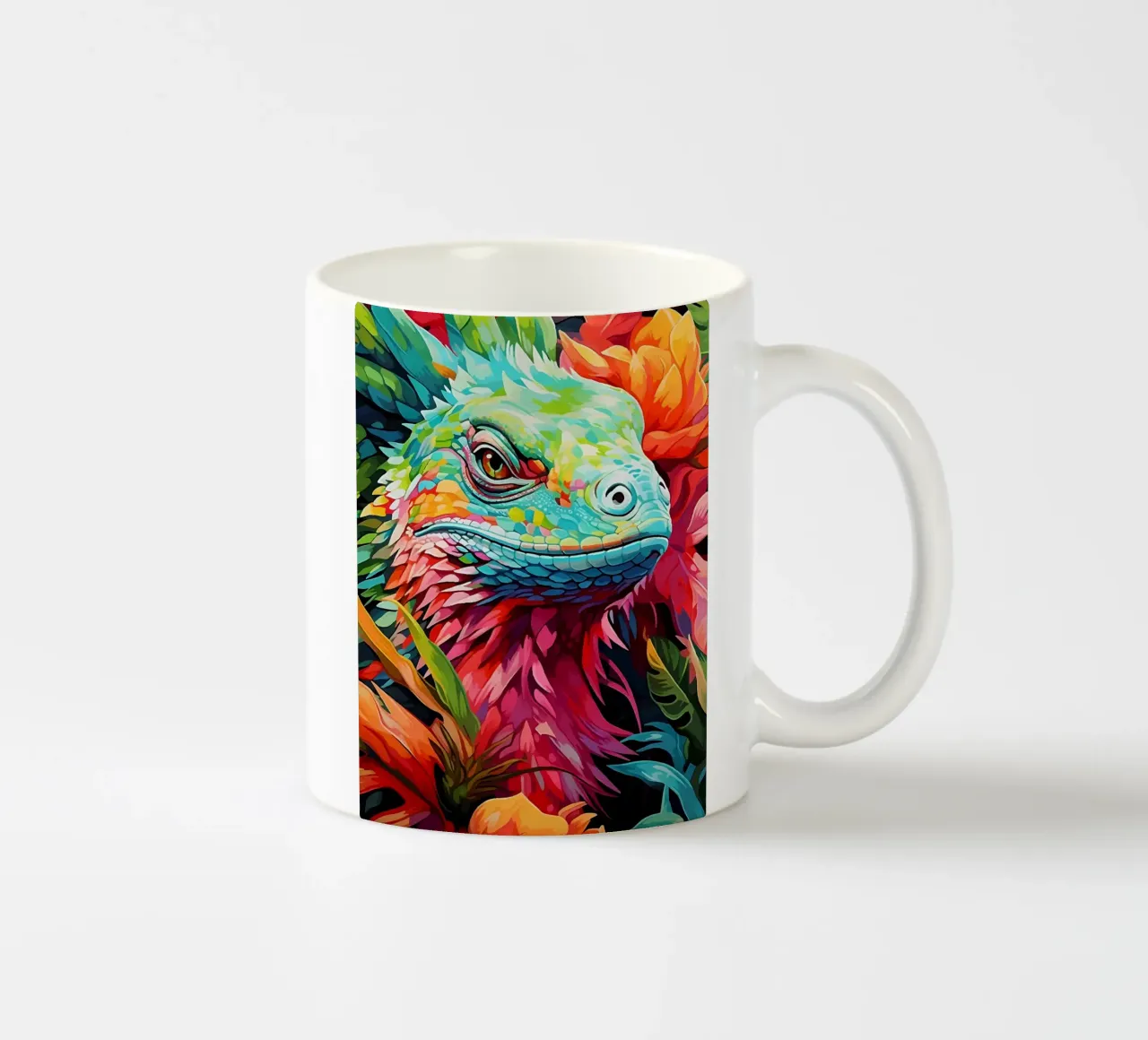 Lucertola colorata tra i fiori tazza in ceramica da PosterByFly