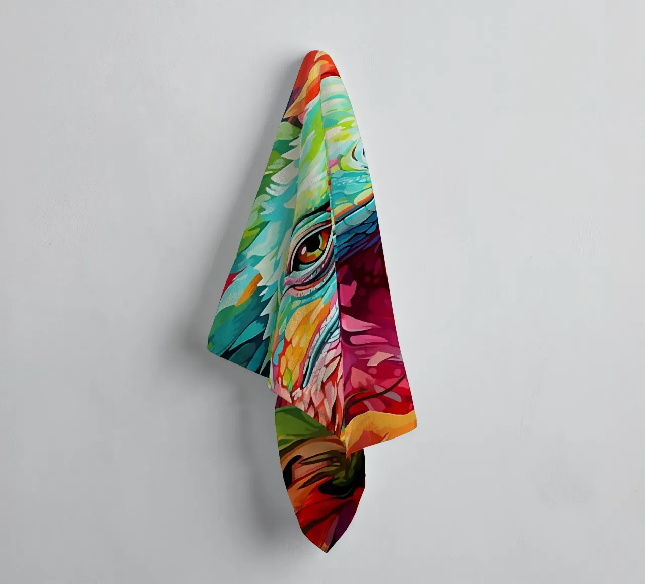 Lucertola colorata tra i fiori asciugamano da bagno da PosterByFly