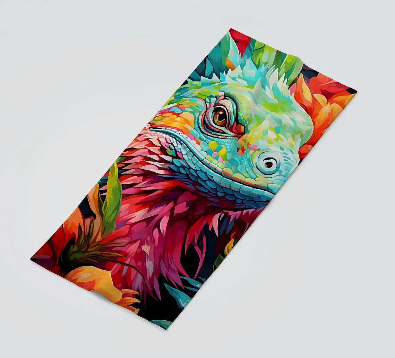 Lucertola colorata tra i fiori telo mare da PosterByFly