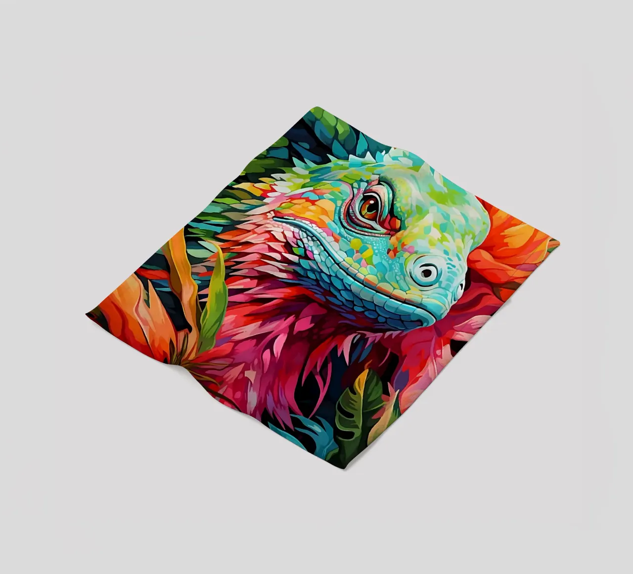 Lucertola colorata tra i fiori coperta in pile da PosterByFly