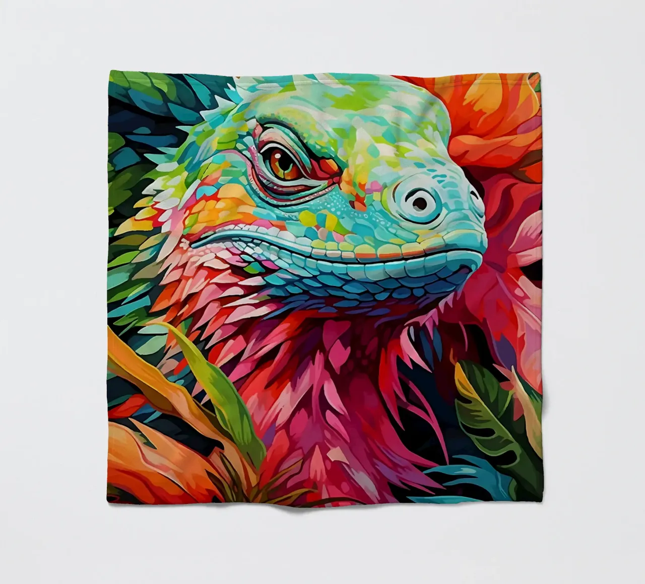 Lucertola colorata tra i fiori coperta in pile da PosterByFly