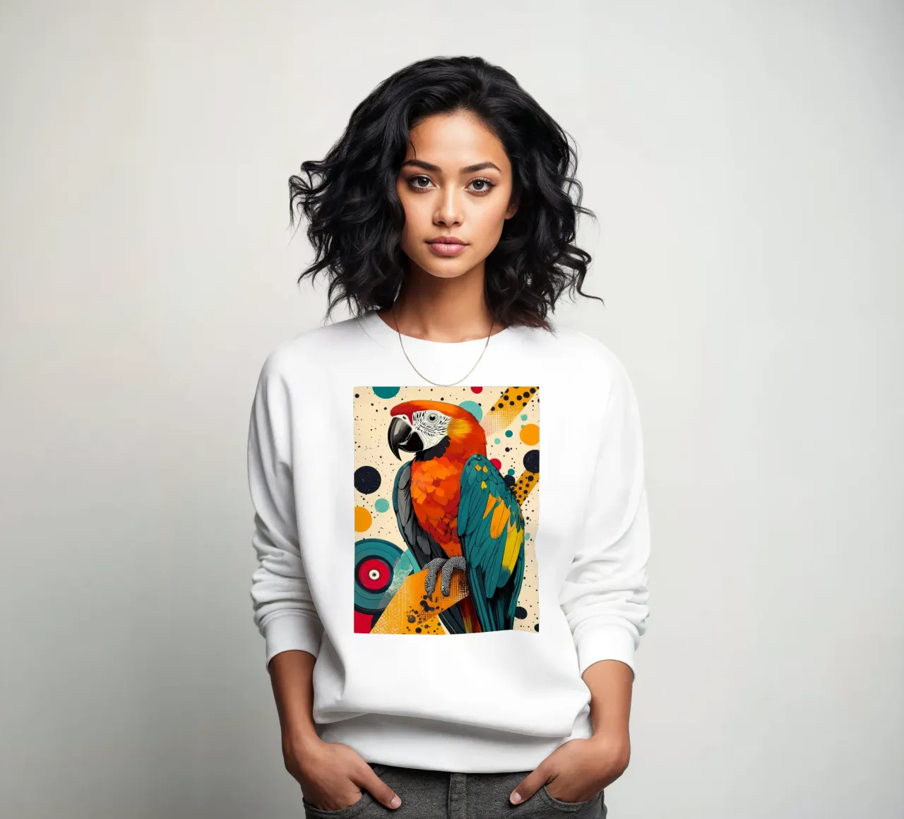 Impresión abstracta de loros de colores sudadera de PosterByFly