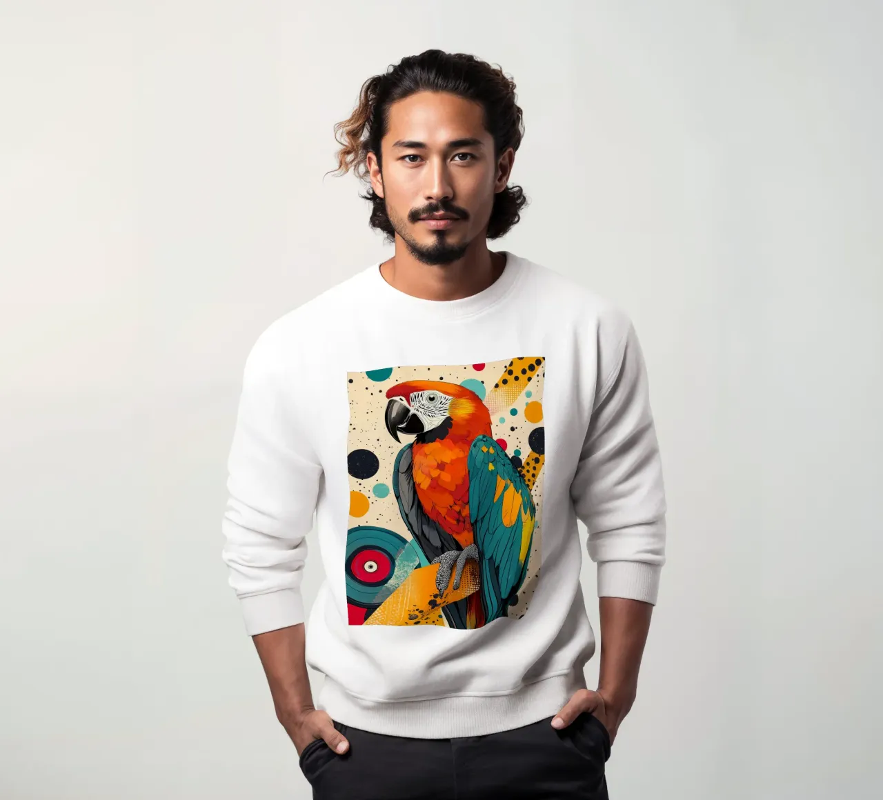 Impresión abstracta de loros de colores sudadera de PosterByFly