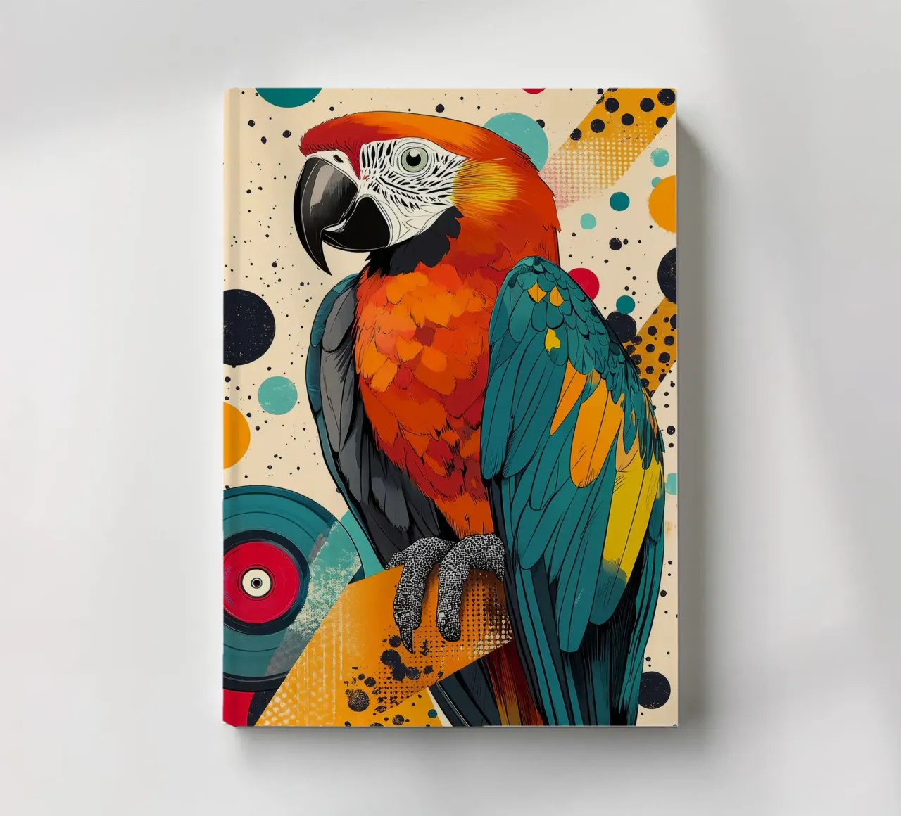 Colorful Parrot Abstract Art Print notebook by PosterByFly