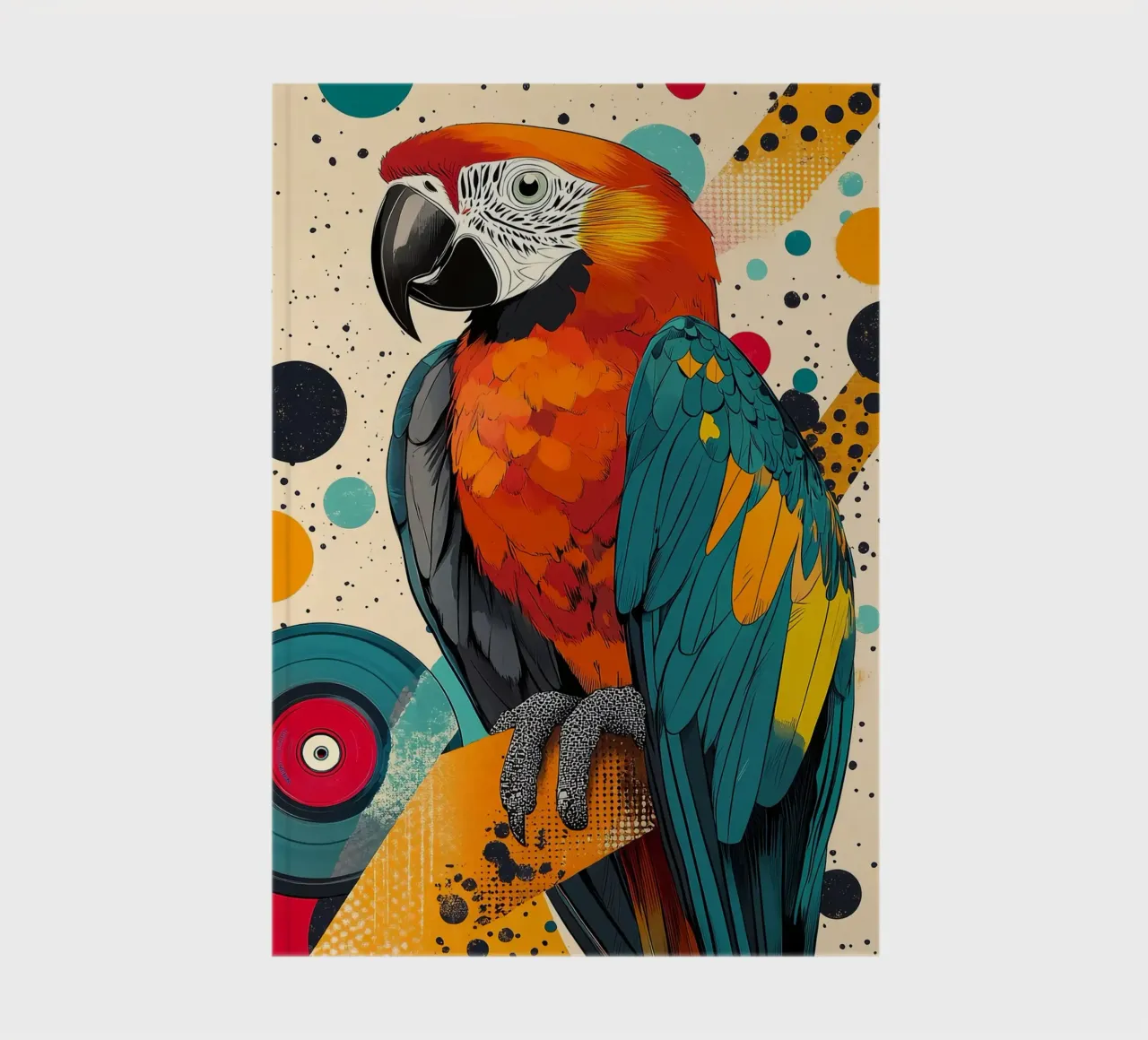 Colorful Parrot Abstract Art Print notebook by PosterByFly
