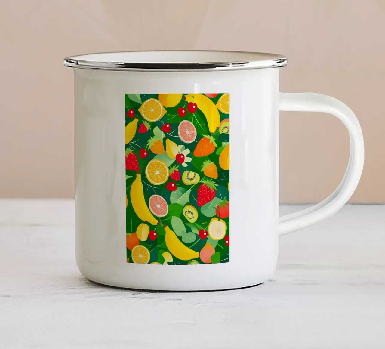Fruit Pattern emaille mok van PosterByFly