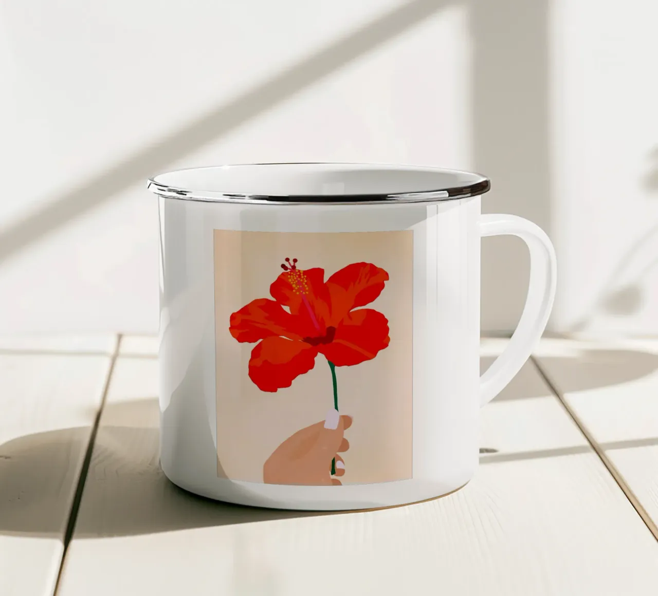 Affetto per l'ibisco tazza in smalto da PosterByFly