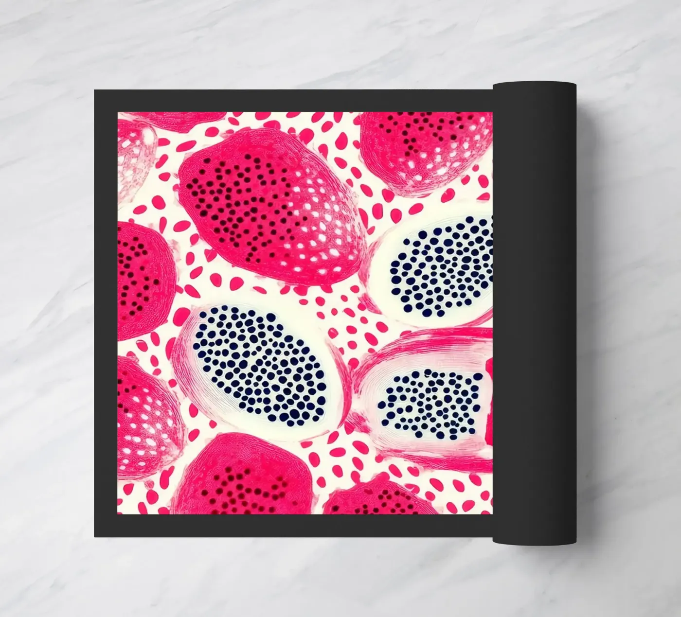Pink Dragon Fruit Pattern Fußmatte von PosterByFly
