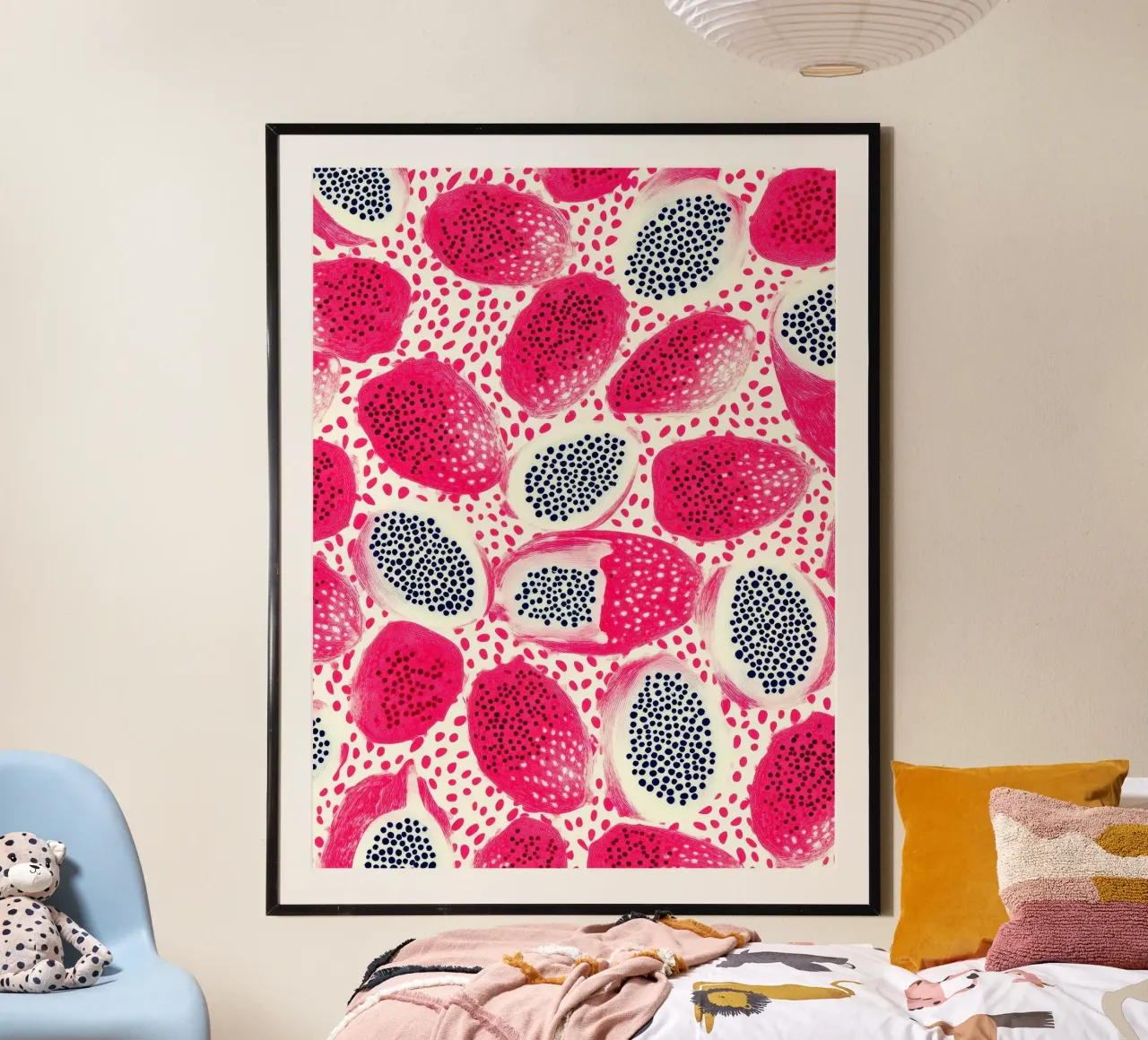 Roze drakenpatroon poster van PosterByFly