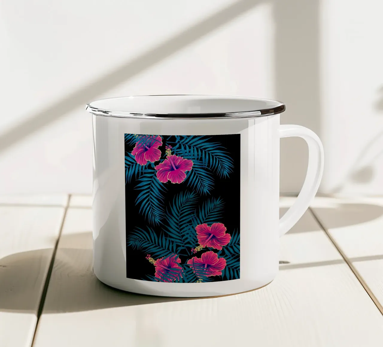 Foglie di palma Ibisco tazza in smalto da PosterByFly