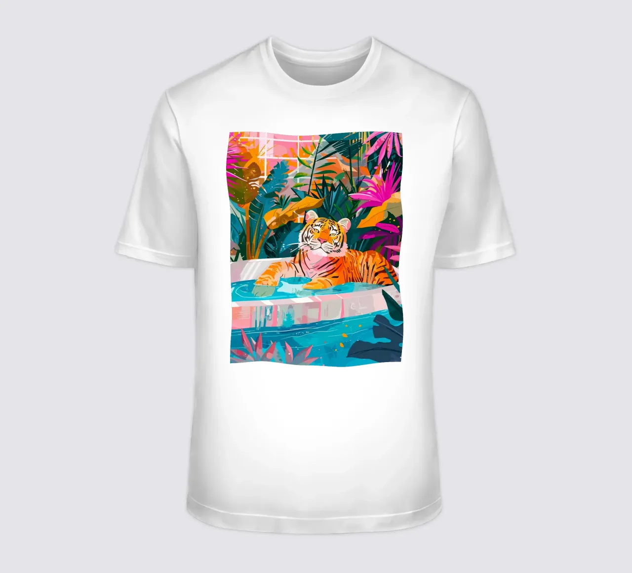 Tigre in piscina circondata dal fogliame t-shirt da PosterByFly