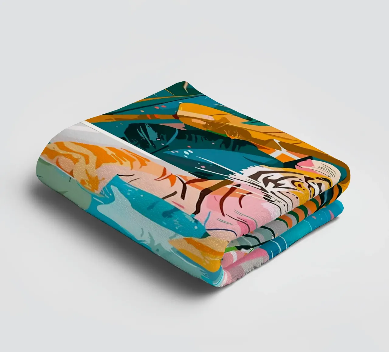 Tigre in piscina circondata dal fogliame asciugamano da bagno da PosterByFly