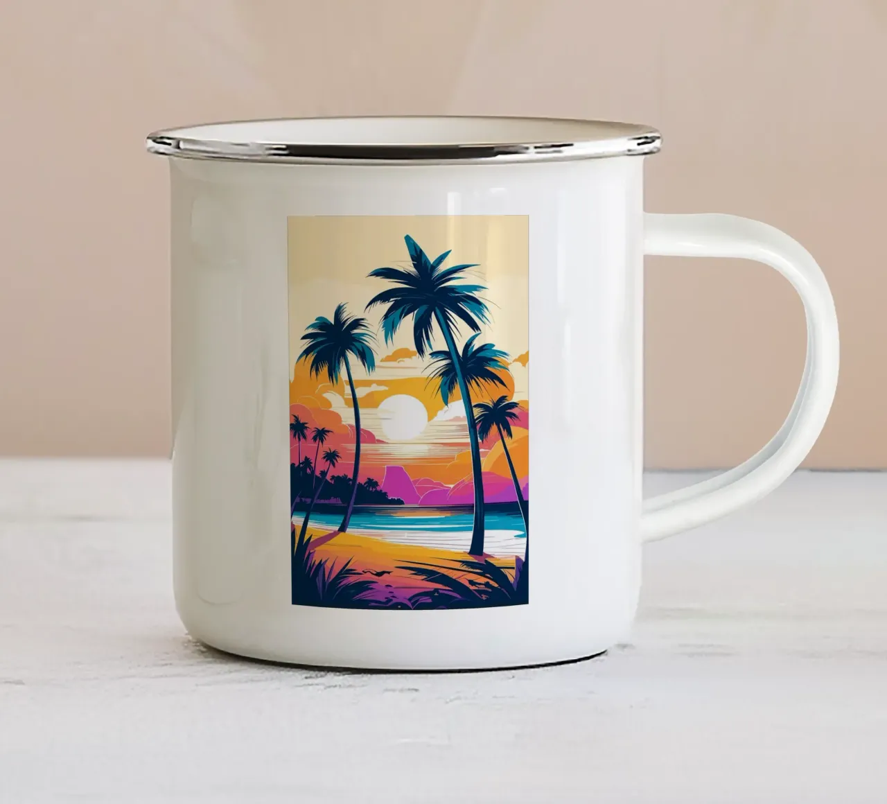 Spiaggia Tropical Sunset tazza in smalto da PosterByFly
