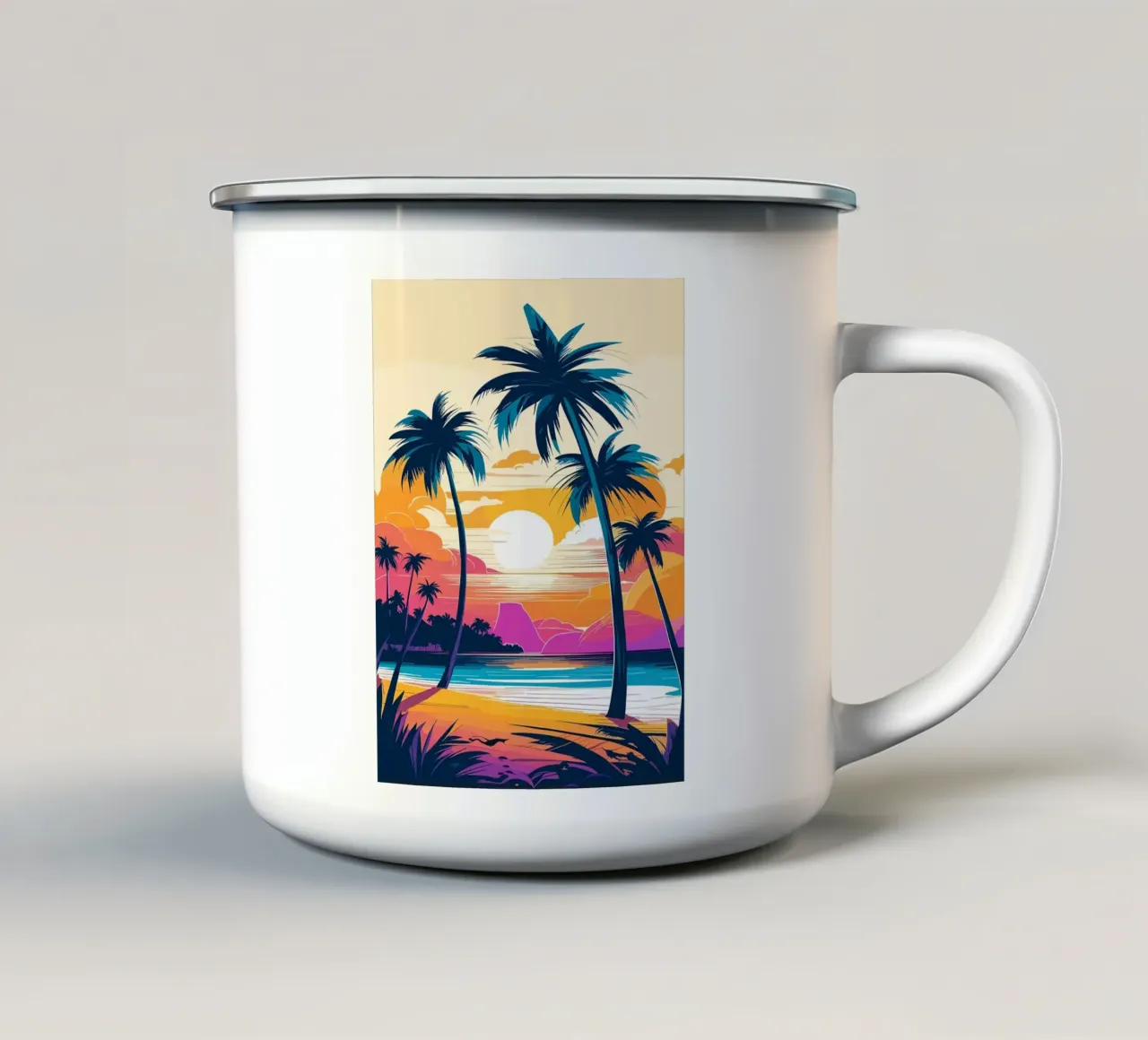 Spiaggia Tropical Sunset tazza in smalto da PosterByFly