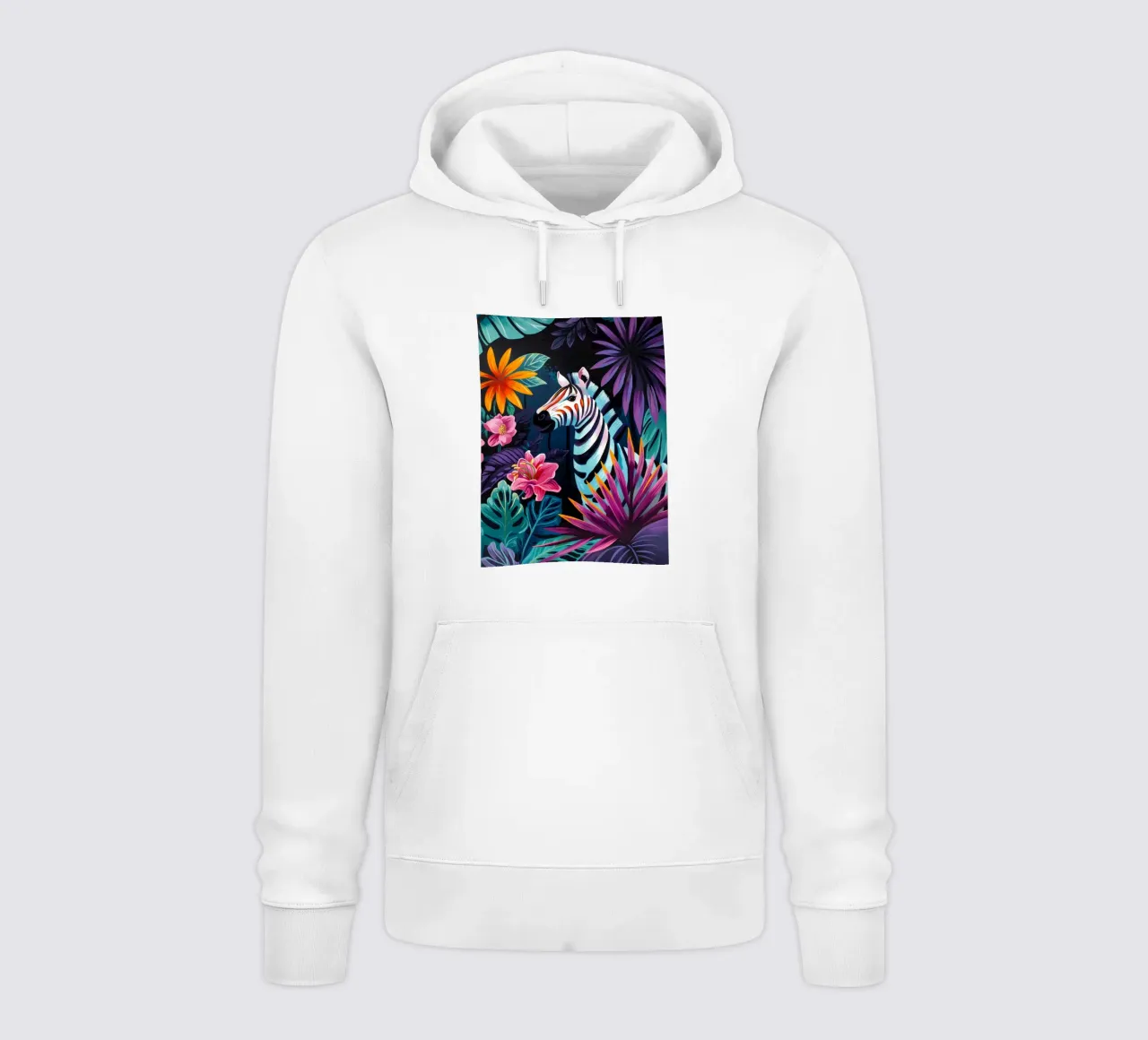 Zebra in un ambiente floreale tropicale felpa con cappuccio da PosterByFly
