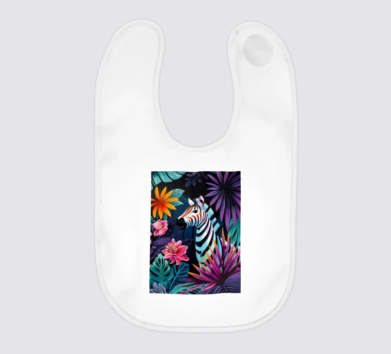 Zebra in un ambiente floreale tropicale bavaglino da PosterByFly