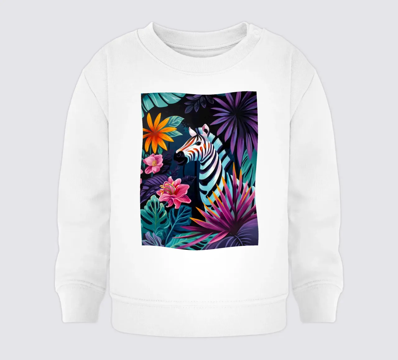 Zebra in un ambiente floreale tropicale felpa neonato da PosterByFly