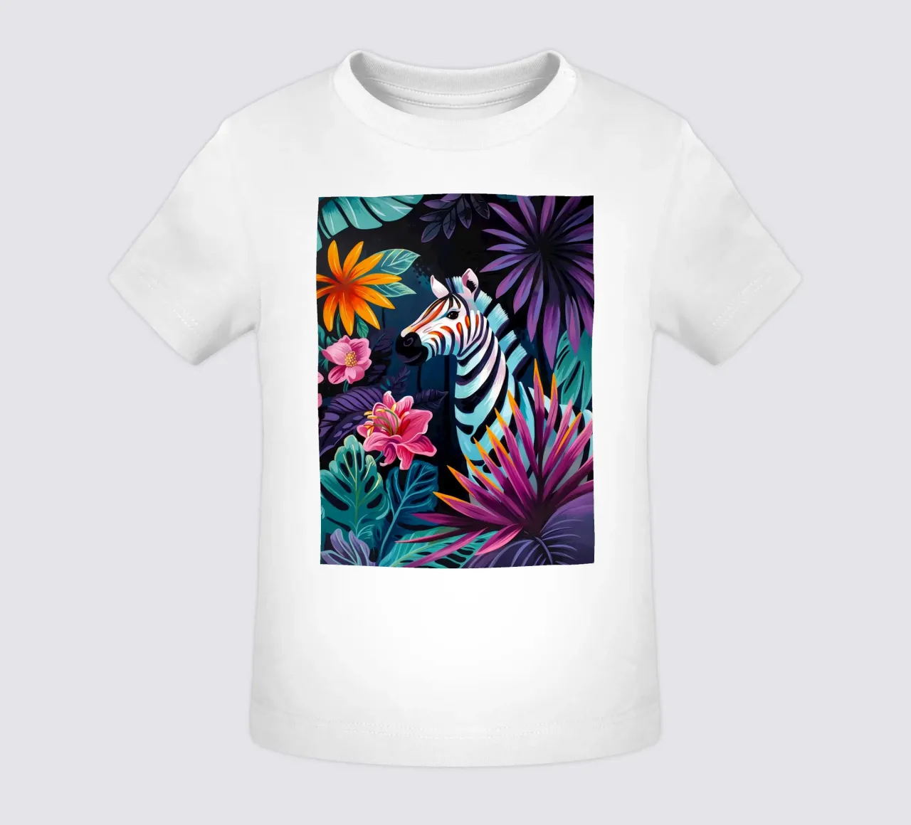 Zebra in un ambiente floreale tropicale maglietta neonato da PosterByFly